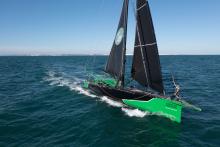 The Running Out of Time baton crosses the English Channel with offshore skipper Conrad Colman, 10 October 2022. Courtesy Conrad Colman.