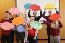 A group is a group of self-advocates at the pre-conference day choosing the messages that they would like to share at the event. ©Down Syndrome International, 2018.