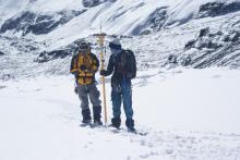 Team conducting DGPS survey at Rikha Samba Glacier in Nepal. Photo: Tenzing Chogyal Sherpa 