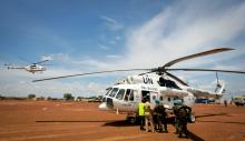 Helicopters carrying Indian Battalion troops are arriving in Abyei, the main town of the disputed Abyei area on the border of Sudan and newly independent South Sudan. 