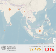 map of confirmed cases and deaths from COVID-19