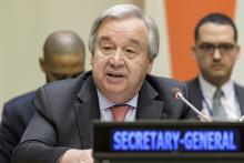 Secretary-General António Guterres speaks at a meeting