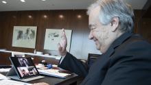 Secretary-General António Guterres in a video call