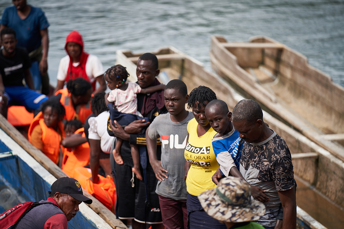 Haitian immigrants in a canoe.