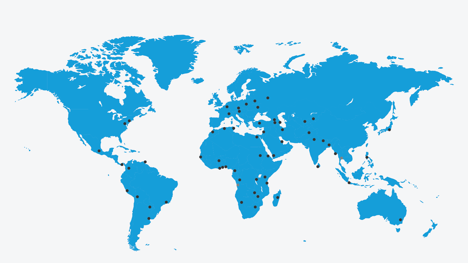 Mapa del mundo que identifica las ubicaciones de los CINUs