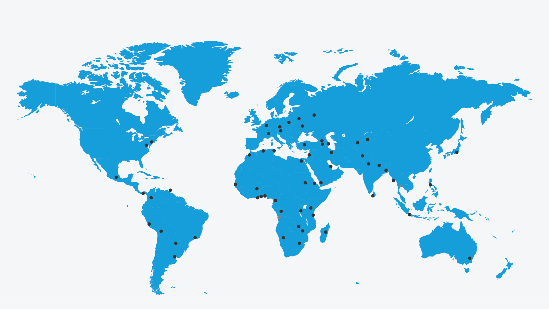 map of the world with dots on UNIC locations