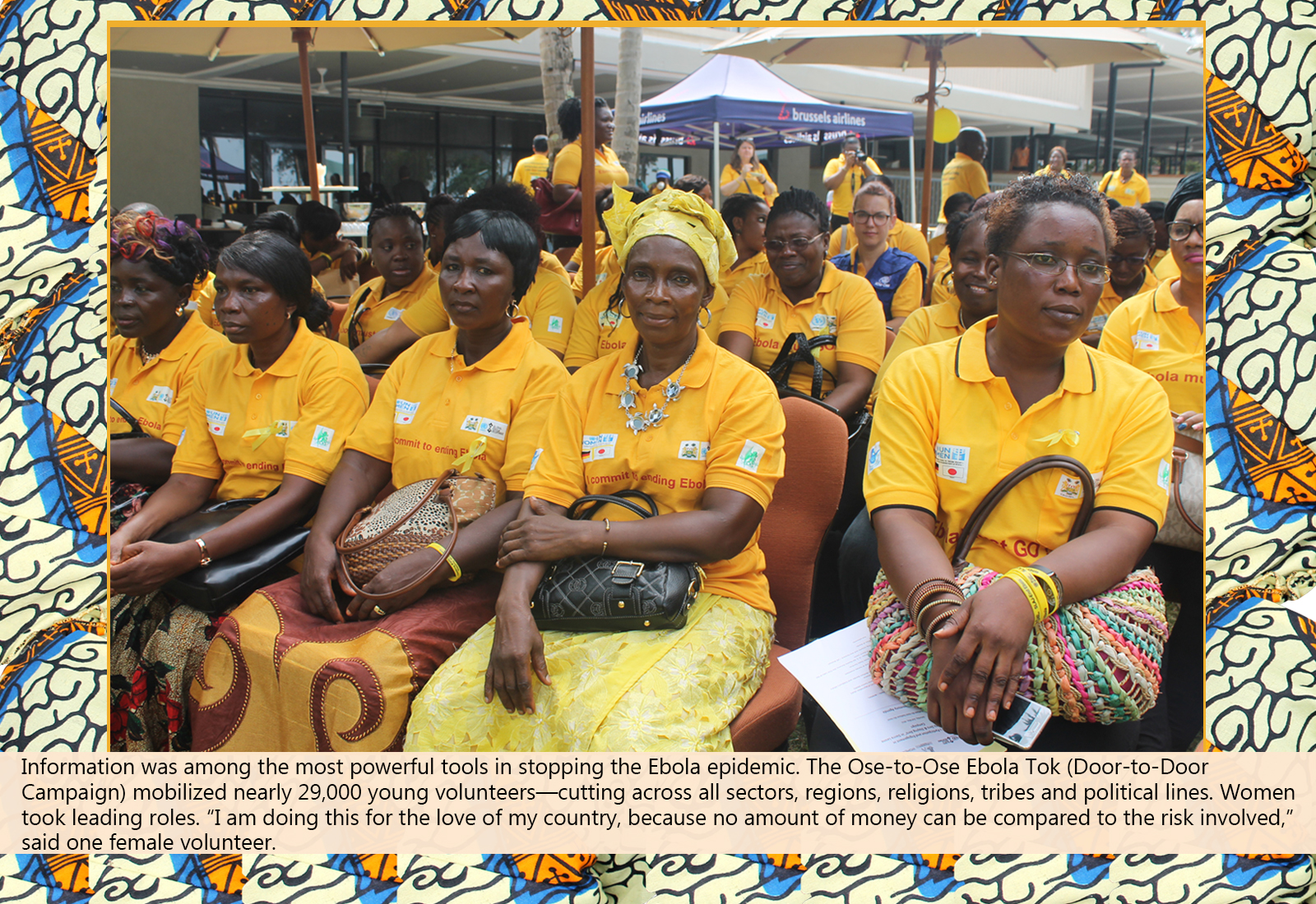 A group of women at an information session on Ebola