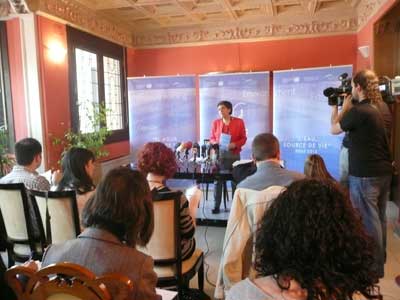 Un momento de la rueda de prensa de presentación del plan de trabajo de UNW-DPAC para 2010