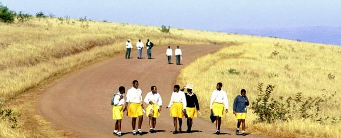 Photo: Children walk to school in South Africa.