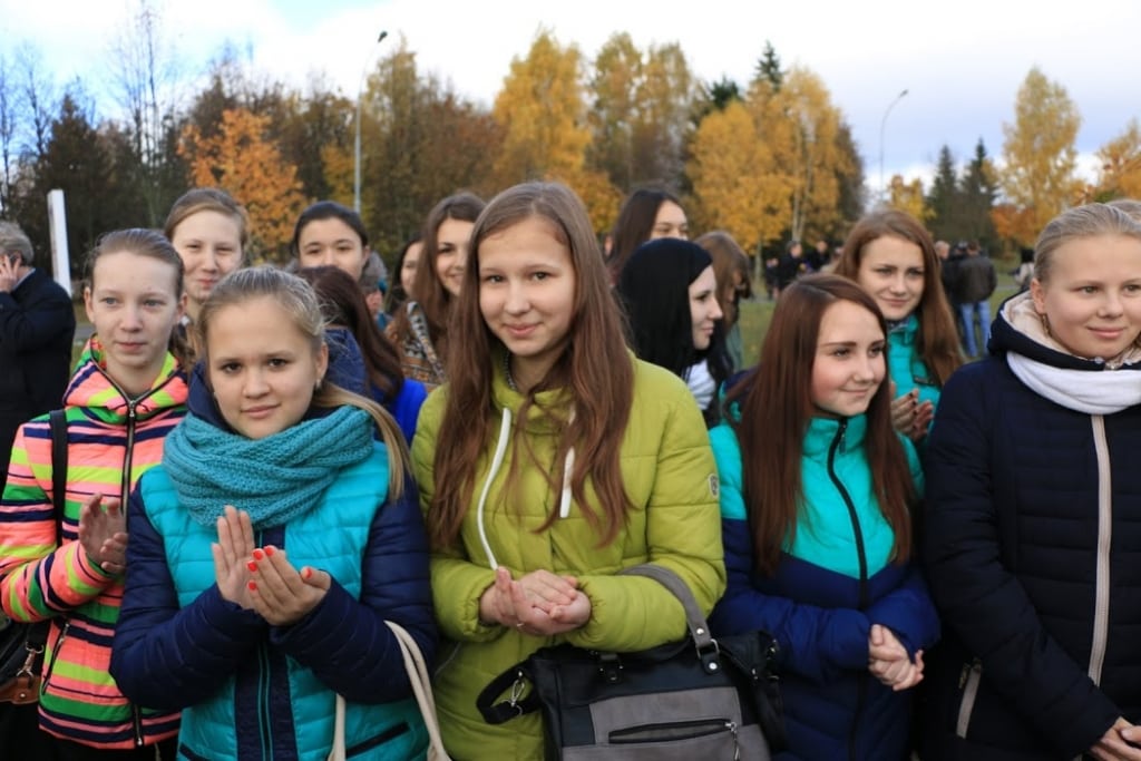 People watch the Peace and Security Tree Planting in Minsk.