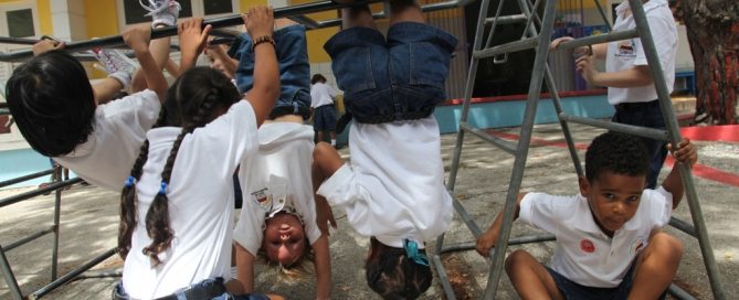 Photo: Children play outdoors at a school in Curaçao.