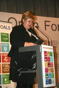 Photo: SDG Advocate and Norway Prime Minister Erna Solberg delivers remarks at the event.