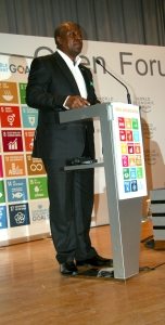 Photo: SDG Advocate and Ghana President John Dramani Mahama speaks at the event on 21 January in Davos, Switzerland.