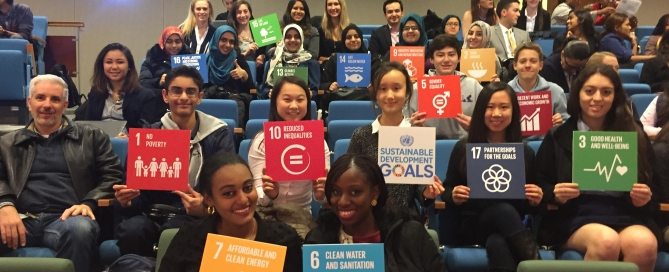 Photo: Students hold up #GlobalGoals icons at the ECOSOC Youth Forum.