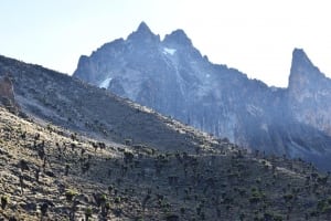 Photo: Mount Kenya's ice cap has receded 92% in the past century.