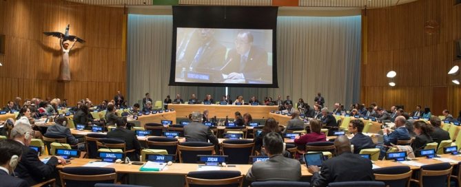 Photo: A wide view of the Trusteeship Council Chamber as Secretary-General Ban Ki-moon addresses the 2016 Economic and Social Council (ECOSOC) meeting on Financing for Development Follow-up on 18 April 2016.