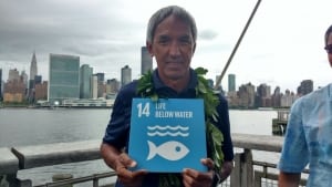 Photo: Hokulea Crew Master Navigator Nainoa Thompson knows it's critical to support oceans via Goal 14 of the #GlobalGoals.