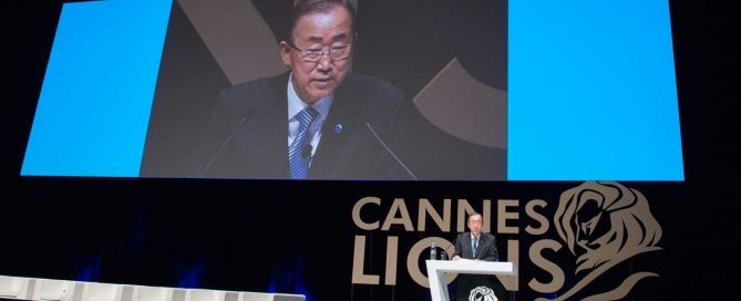 Photo: Secretary-General Ban Ki-moon delivers the keynote address at Palais des Festivals in Cannes, France.