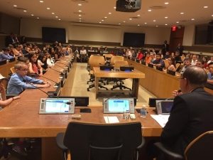 Photo: Ban Ki-moon fields the students' questions about climate change.