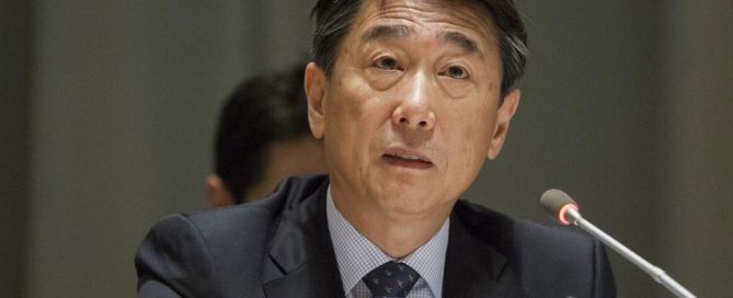 Photo: President of ECOSOC Oh Joon addresses the UN High-level Political Forum on Sustainable Development. UN Photo/Loey Felipe