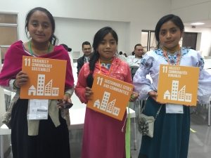 Photo: Girls from Ecuador attend a Q-and-A with UN-Habitat Executive Director Joan Clos at the Habitat 3 conference in Quito.