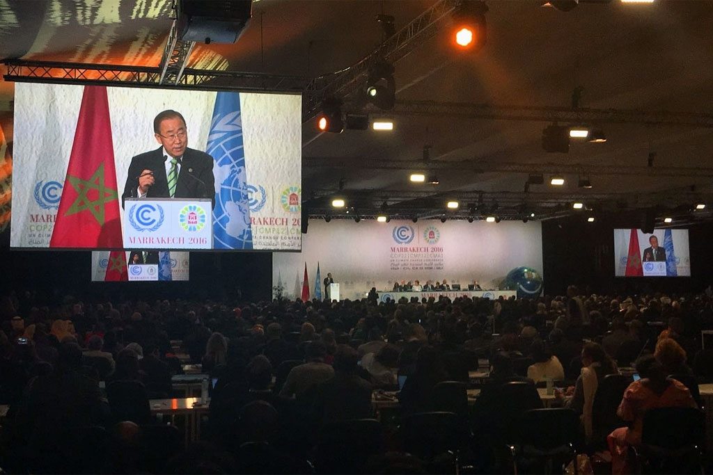 Secretary-General Ban Ki-moon addresses the opening of the High-Level Segment of the 22nd Conference of the Parties to the UN Framework Convention on Climate Change in Marrakech, Morocco. Photo: OSSG