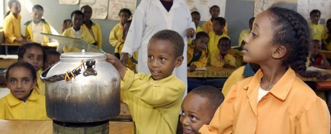 Photo: Children conduct a science experiment in a classroom in Harar, Ethiopia.