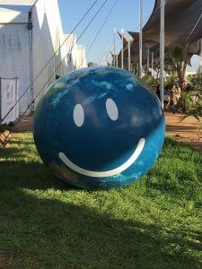 Photo: A happy-face globe outside COP22.