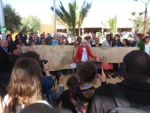 Photo: Women protest military expenditure.