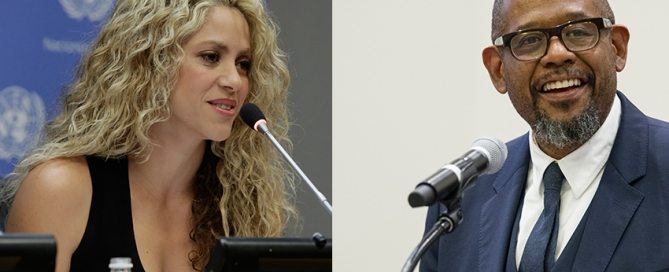 Photo: Colombian singer Shakira and American actor Forest Whitaker will be honoured for their work toward the Sustainable Development Goals at a ceremony in Davos, Switzerland.