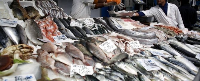 Photo: Fresh fish for sale at a market in Rome, Italy.