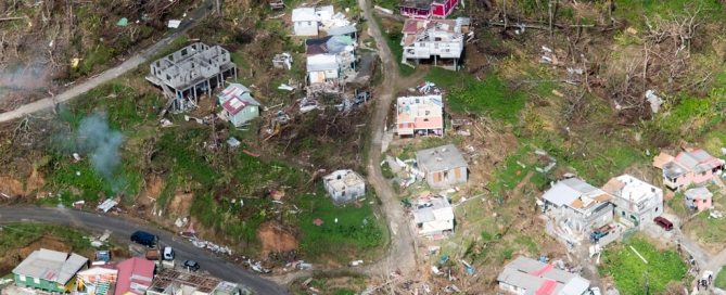 Photo: Aerial view of the devastation in Dominica following successive category five hurricanes in September 2017.
