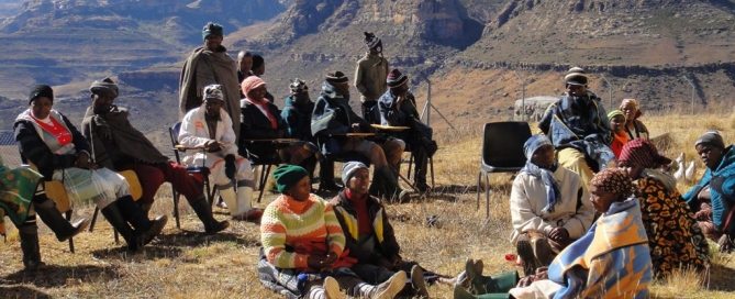 Photo: Women and men members from a local community in Lesotho participate in consultations to develop district plans to address climate change impacts and food insecurity.