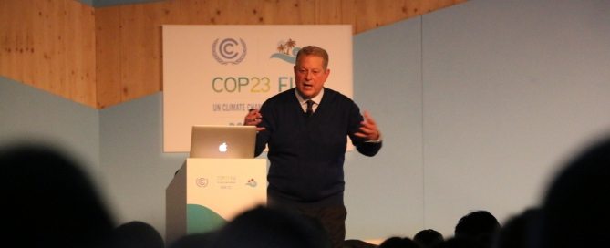 Photo: Former US Vice President Al Gore presents his latest climate change PowerPoint at COP23.