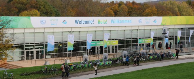 Photo: The main entrance to the Bonn Zone of COP23, which is in a park along the Rhine River.