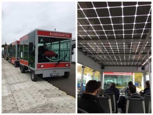 Photo: Electric shuttles running on 100% renewable energy help COP23 participants get around the climate conference venue.