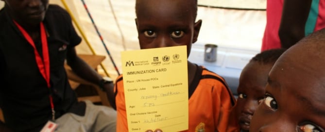 UNICEFestá llevando a cabo una campaña de vacunación contra el cólera en Juba, la capital de Sudán del Sur. Foto: UNICEF/Claire McKeever