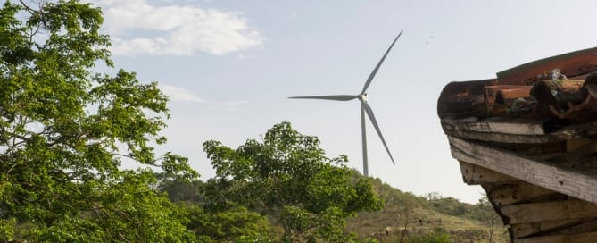 El parque eólico «Camilo Ortega Saavedra» en el departamento de Rivas, Nicaragua. Foto ONU/Mark Garten