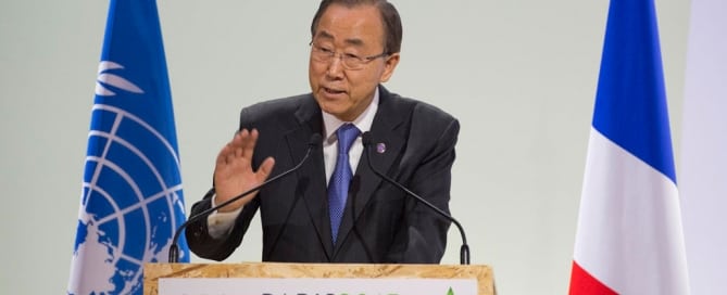 Ban Ki-moon, durante la apertura del segmento de alto nivel de la COP21. Foto: ONU/Eskinder Debebe