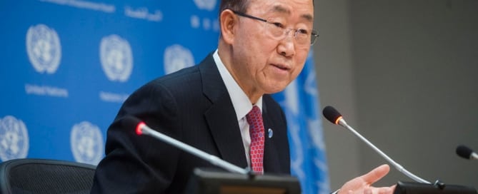 Ban Ki-moon en su conferencia de prensa de fin de año. Foto: ONU/Amanda Voisard