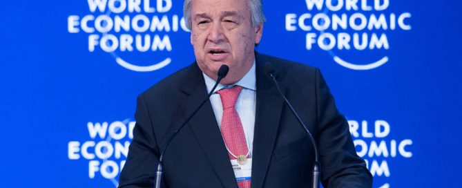 António Guterres en el Foro Económico Mundial, en Davos. Foto: Foro Económico Mundial/Valeriano Di Domenico