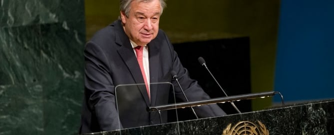 El Secretario General António Guterres ante la Asamblea General. Foto: ONU/Rick Bajornas