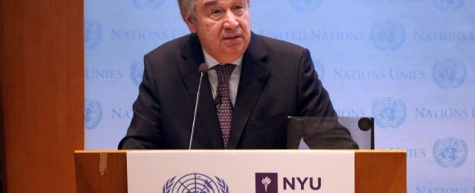 António Guterres en la Escuela de Negocios Stern de la Universidad de Nueva York. Foto: Florencia Soto Nino
