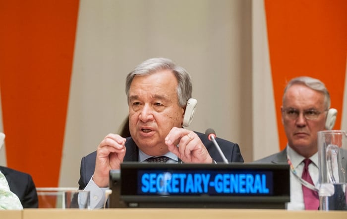 El Secretario General de la ONU, António Guterres, durante la presentación de su propuesta de reforma al sistema de desarrollo de la ONU. Foto: ONU/Kim Haughton