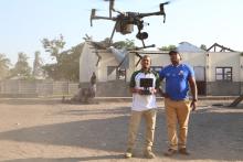 Beleza&Reane operate a drone in Beira during the UN SG’s visit to the areas damaged by Cyclone Idai