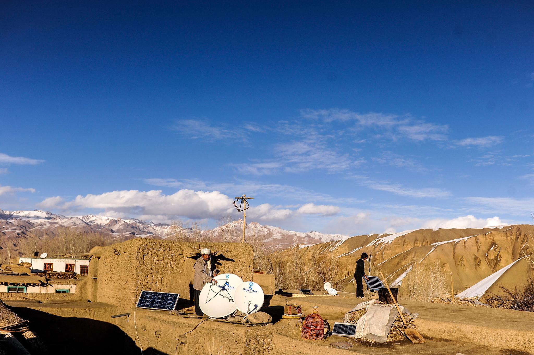 Solar power panels bring light and connectivity into homes in Afghanistan.