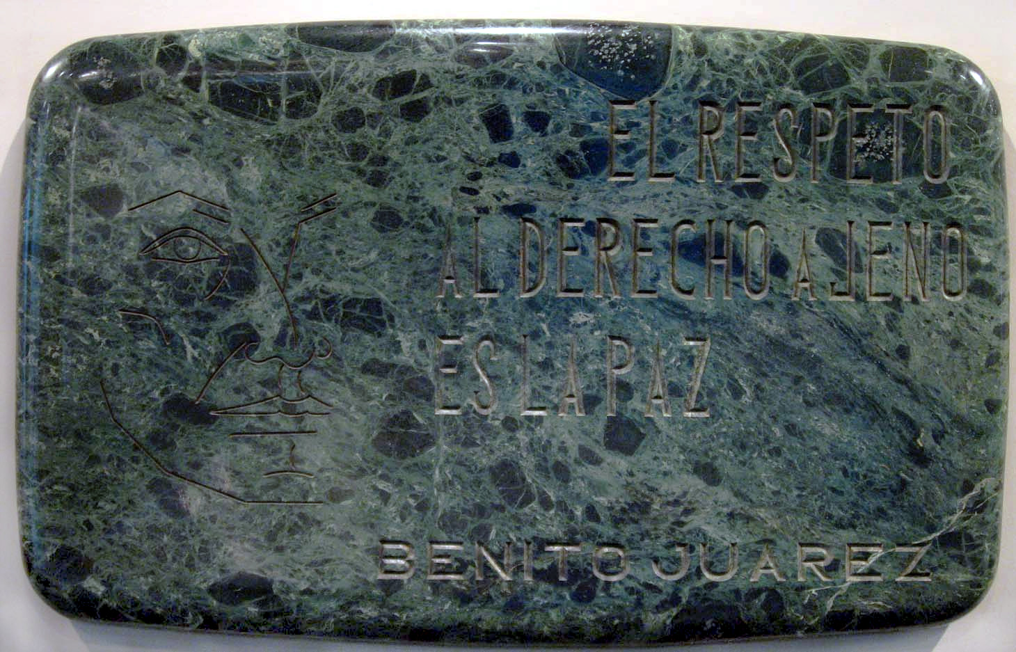 Plaque de marbre dédiée à Benito Juarez, UNNY103G, 1973, Groupe des pays d'Amérique latine