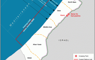 Land and sea areas restricted for Palestinian access - Gaza Strip - OCHA map