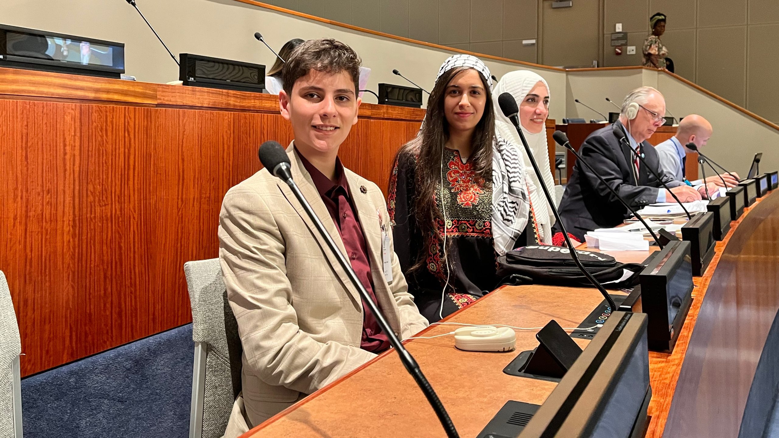 UNRWA School Parliamentarians from Jordan Leen Sharqawi and Ahmed Abu Daqqa from Gaza