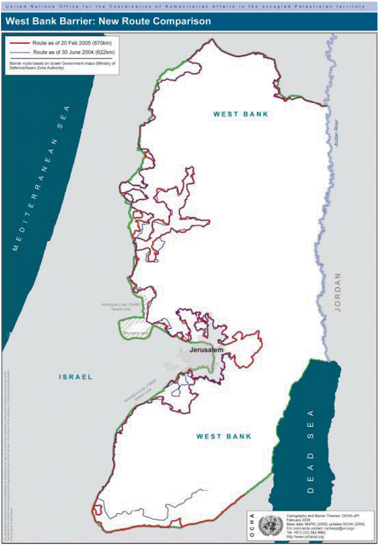 West Bank Barrier Map